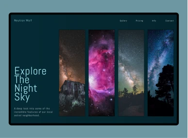 Neutron Wolf explore the night sky website design telescope